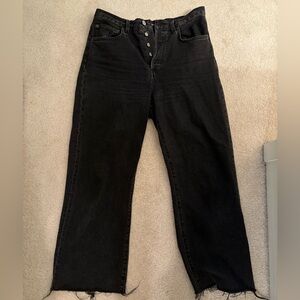 Denim Forum Farrah high rise wide leg jeans, black, size 30